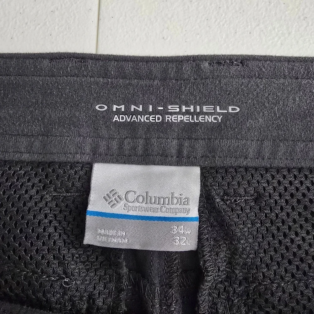 Columbia Omni-Shield Mens Gray Hiking Pants AM0668 Water Repellent 36x32 Stretch
